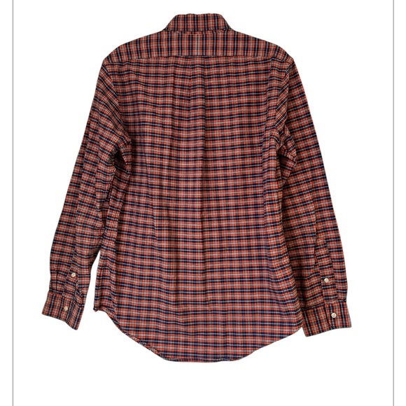 Ralph Lauren Men's Medium Orange Blue Plaid Button Down Cotton Custom Fit  Shirt - Picture 7 of 7